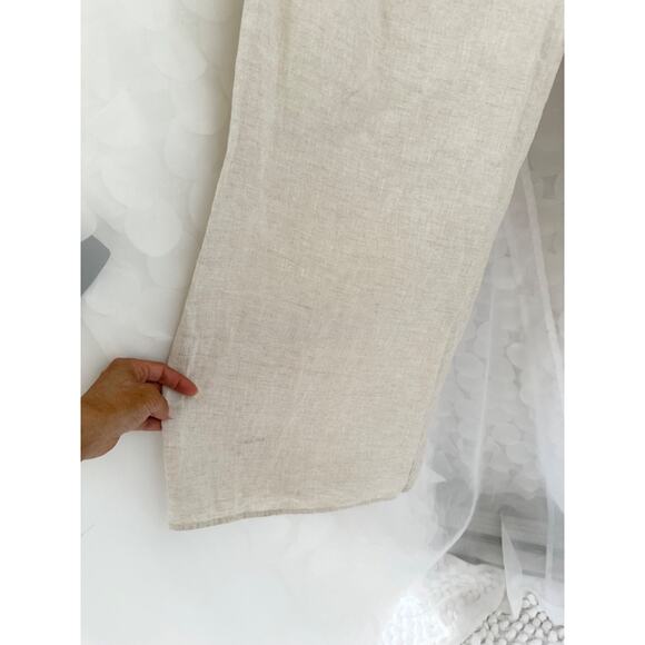 100% LINEN Women's medium Beige WIDE leg pull on pants Luxury “a. REN “ elastic - Picture 2 of 8